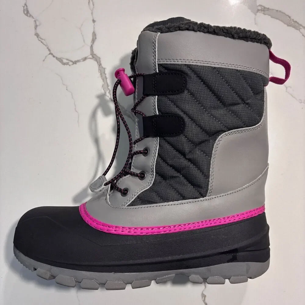 All in Motion | Girls Black Grey Thermolite Ecomade Winter Snow Boots Size 4